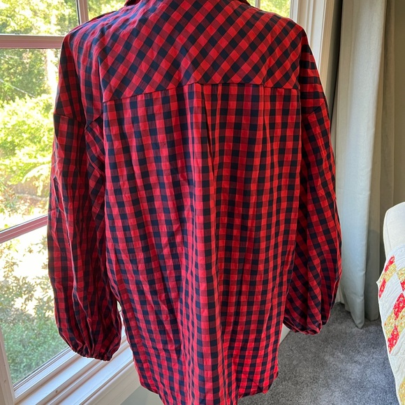 NWOT Nanatee red and blue checkered top, size medium - Picture 5 of 5